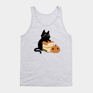 cat on pile of books Tank Top